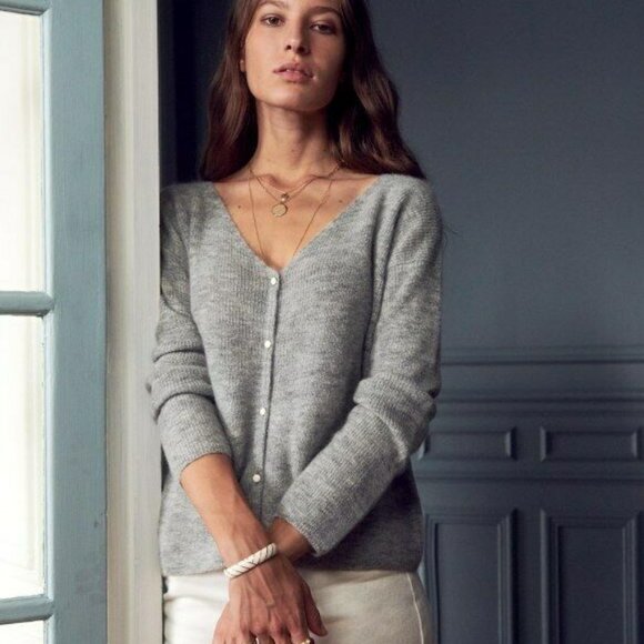 Sezane Sweaters - *Read Sezane Barry Button Cardigan Jumper Grey Super Kid Mohair Small H12921